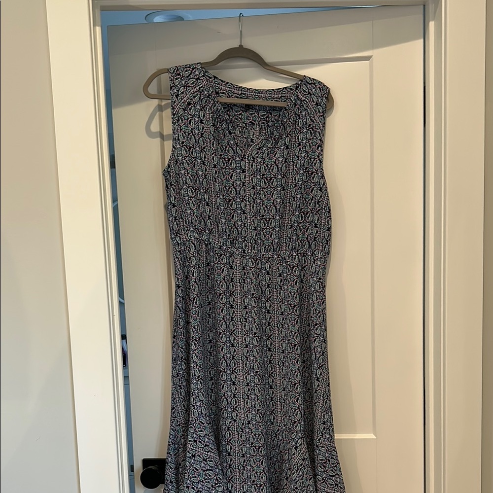 Blue Patterned Sleeveless Dress